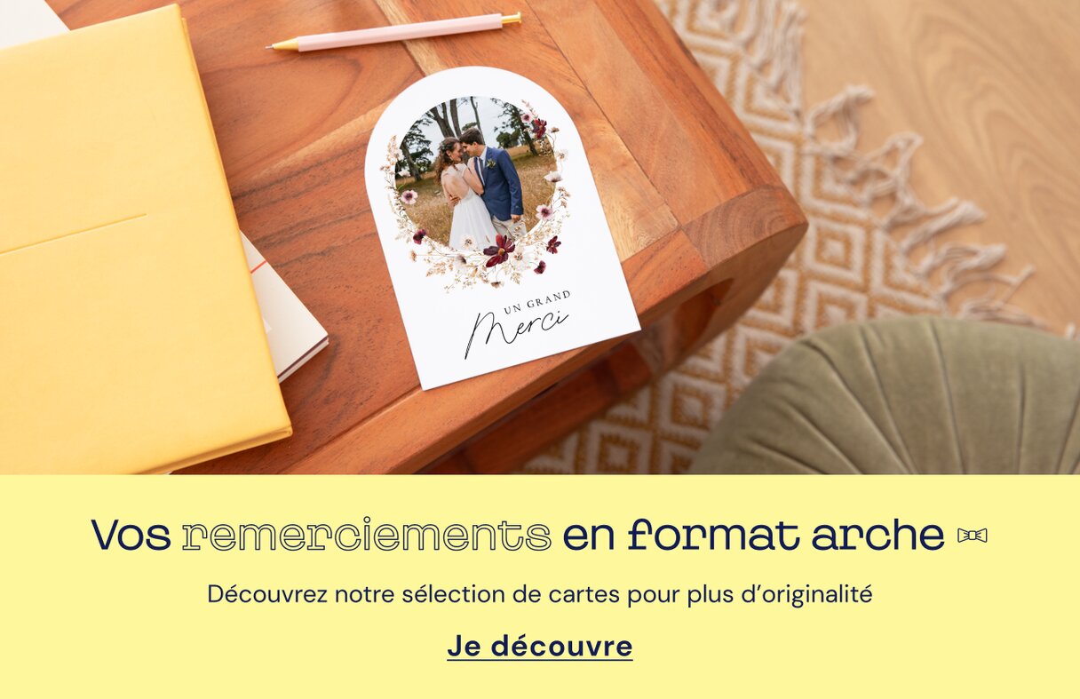 Remerciements mariage format arche
