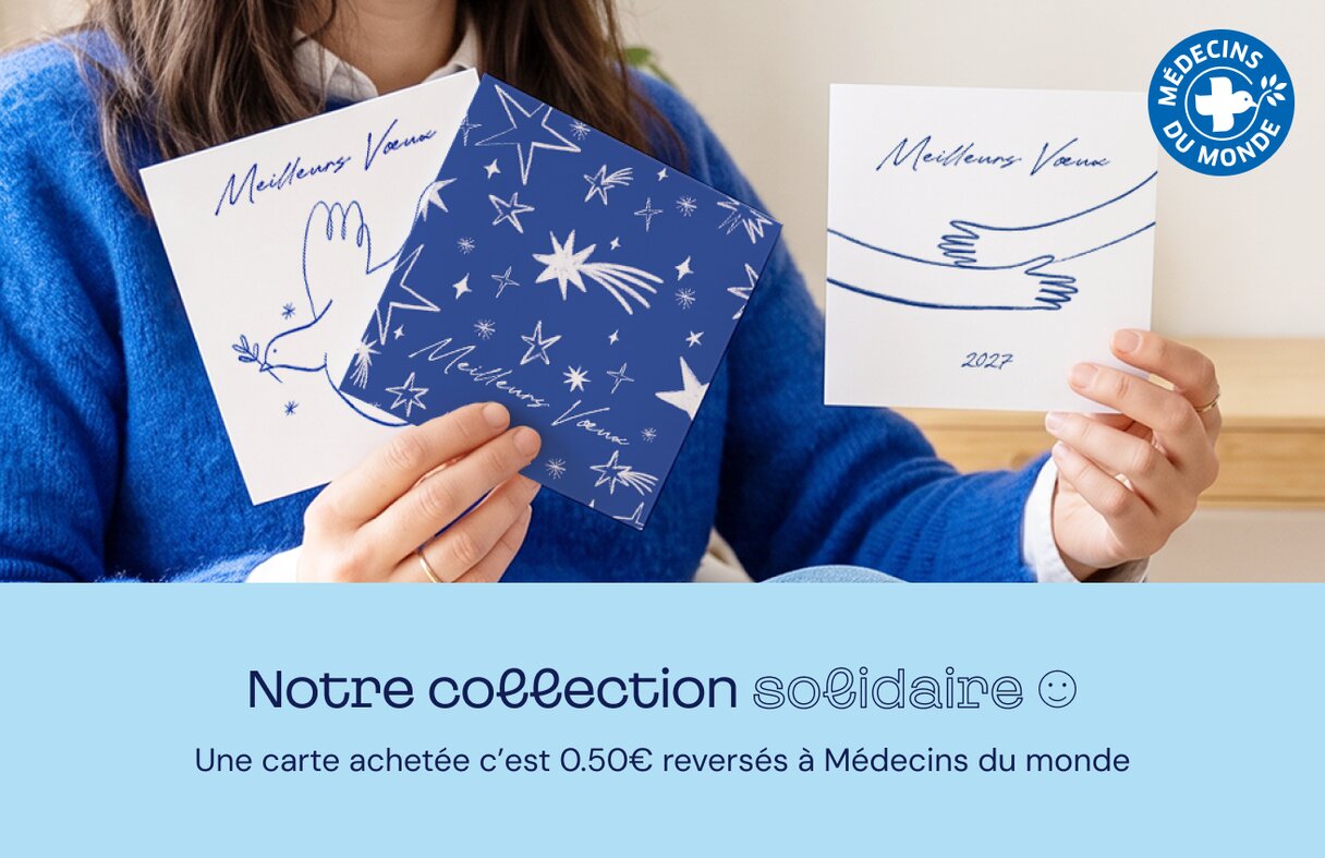Carte de vœux solidaires, 0,50c par carte reversés à Médecins du monde