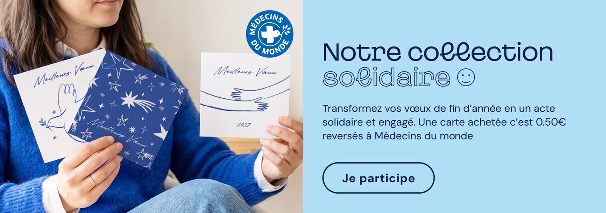 Carte de vœux solidaires, 0,50c par carte reversés à Médecins du monde