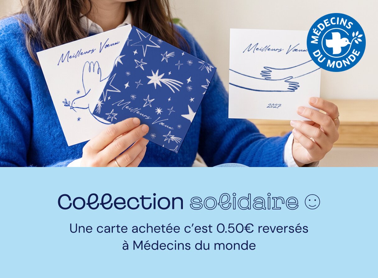 Carte de vœux solidaires, 0,50c par carte reversés à Médecins du monde