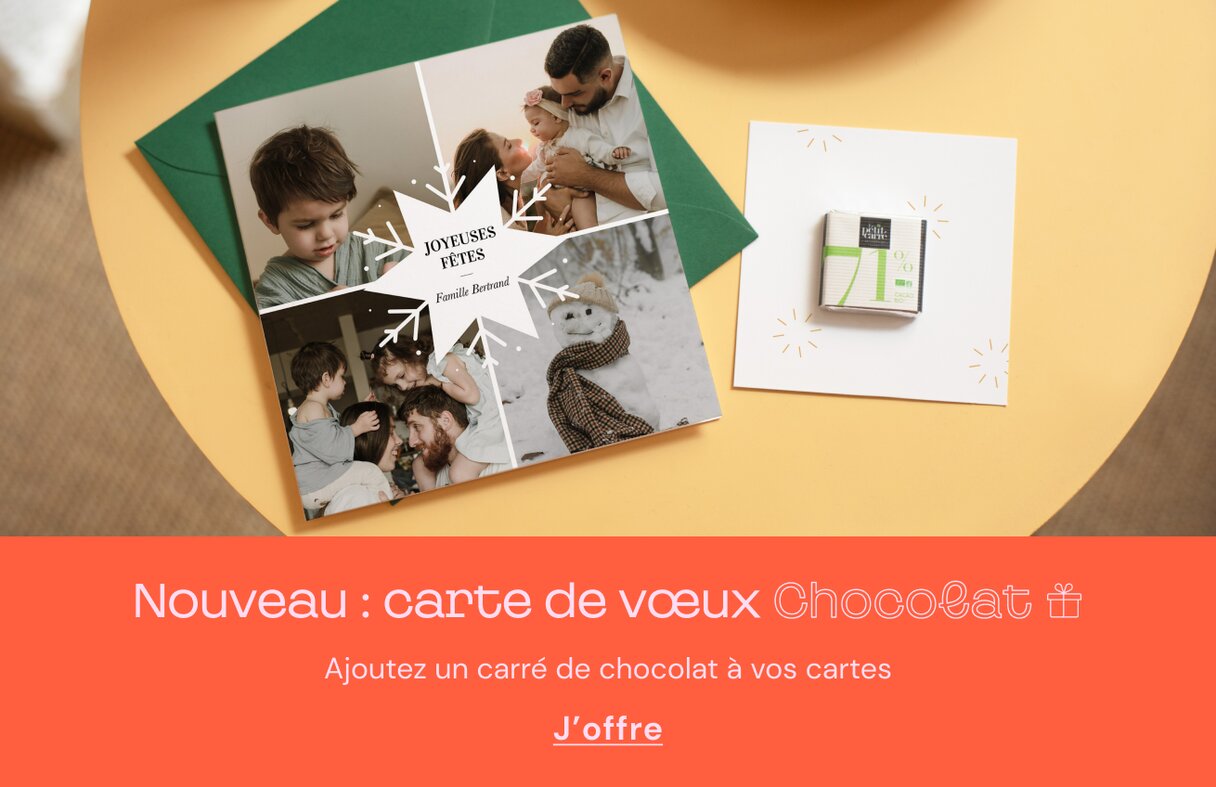 Carte de vœux avec chocolat bio