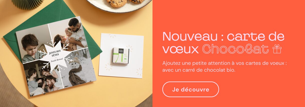 Carte de vœux avec chocolat bio