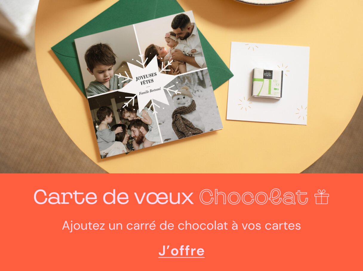 Carte de vœux avec chocolat bio