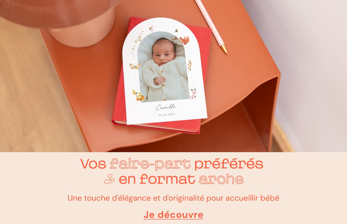 Faire-part naissance format arche