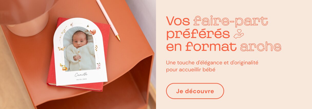 Faire-part naissance format arche