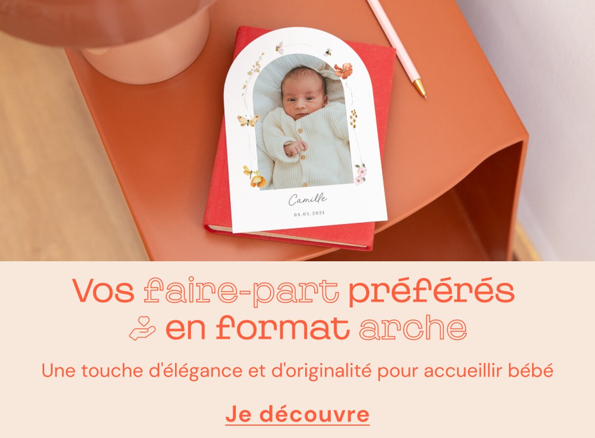 Faire-part naissance format arche
