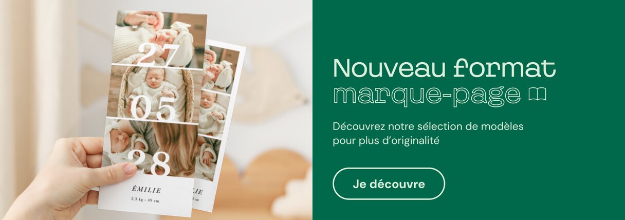 Faire-part naissance format marque-page