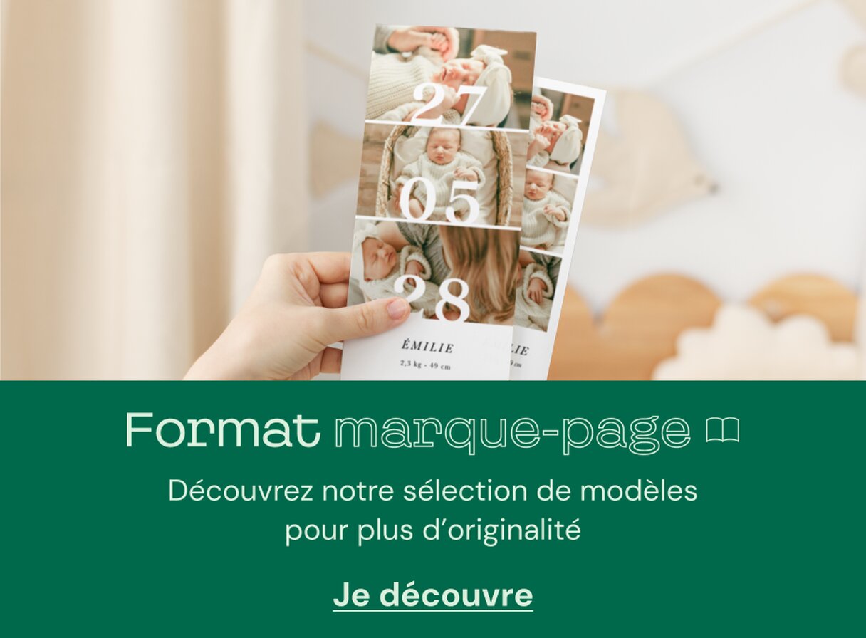 Faire-part naissance format marque-page