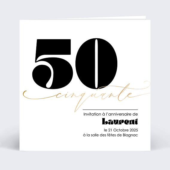 Invitation anniversaire 50 ans Moderne