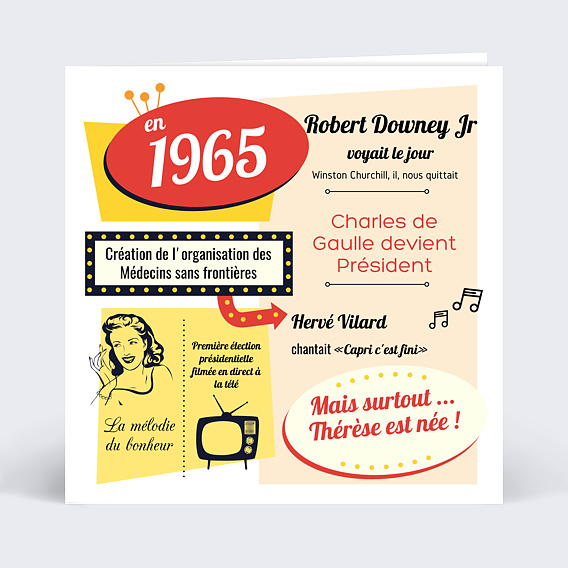 Invitation Anniversaire 60 ans - Popcarte