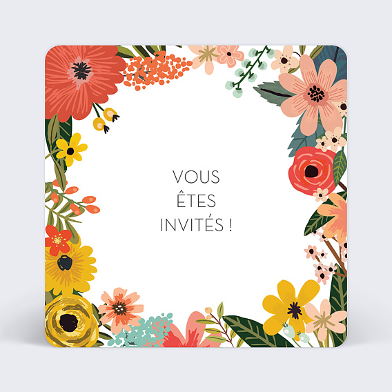 Carte Invitation Anniversaire Enfant Floral Tropical 10 ans