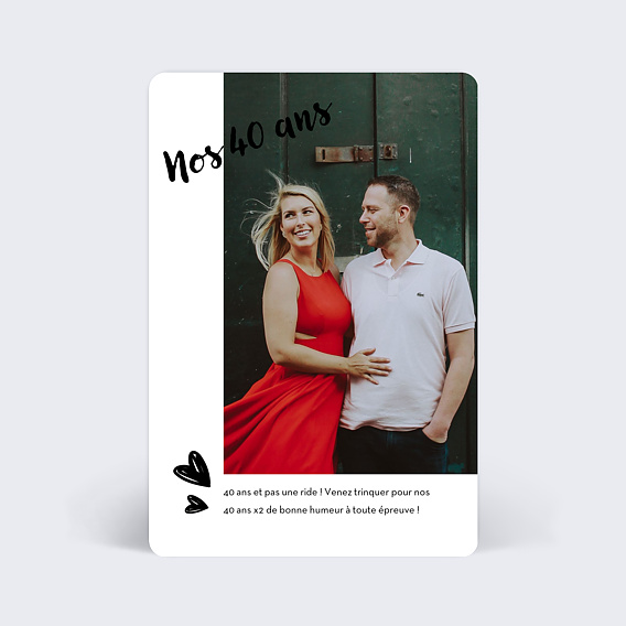 Invitation Anniversaire Adulte Cadre Blanc Avec Coeur