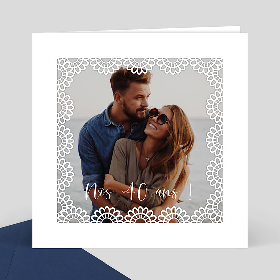 Invitation Anniversaire Adulte Découpe Cadre Dentelle