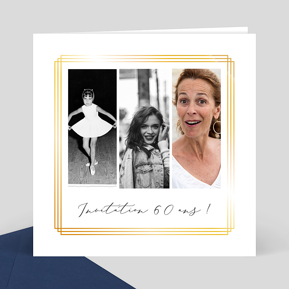 Invitation Anniversaire Adulte Anniversaire Dorure Cadre 3 photos