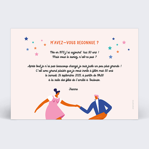 Invitation anniversaire Avant / Après Verso