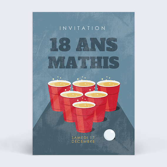 Invitation anniversaire Beer Pong