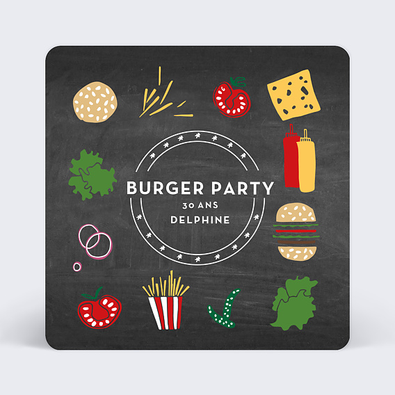 Invitation Anniversaire Burger Party Popcarte