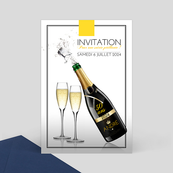 Invitation Anniversaire Champagne