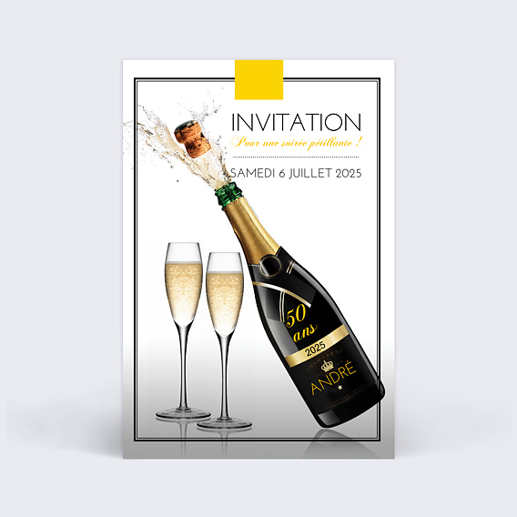 Carte Joyeux Anniversaire Champagne 40 Ans gratuit à imprimer