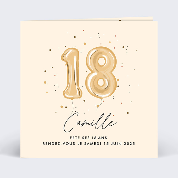 Invitation anniversaire Chiffre Ballon 18