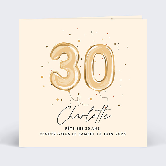 Invitation anniversaire Chiffre Ballon 30