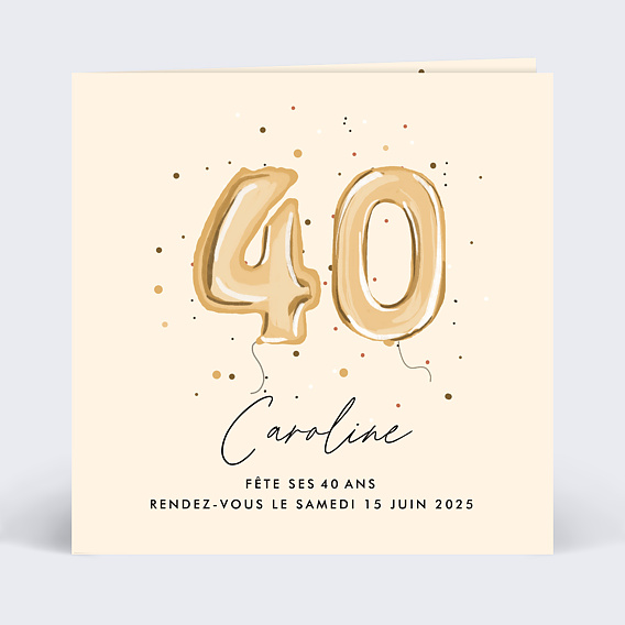 Invitation anniversaire Chiffre Ballon 40