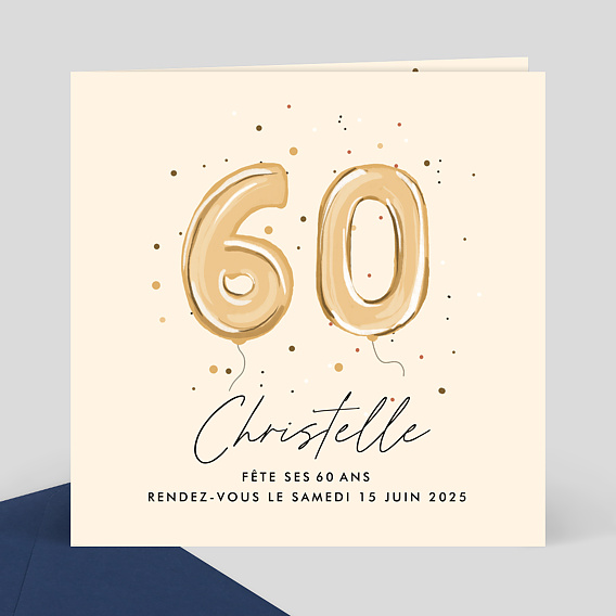 Invitation anniversaire Chiffre Ballon 60