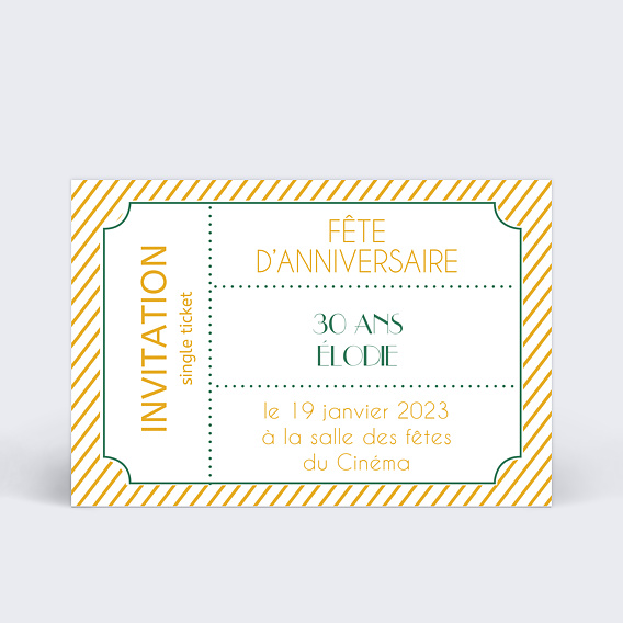 Invitation Anniversaire Adulte Cinéma Vintage