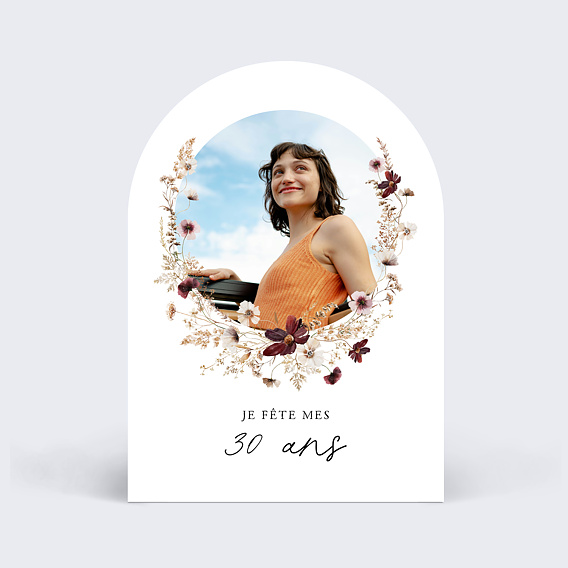 Invitation anniversaire Couronne de fleurs sauvages