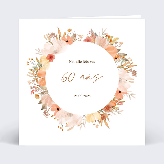 Invitation anniversaire adulte Champêtre et Fleurs │ Planet Cards