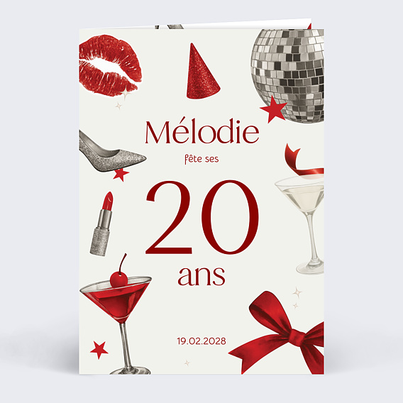 Invitation anniversaire Disco glamour