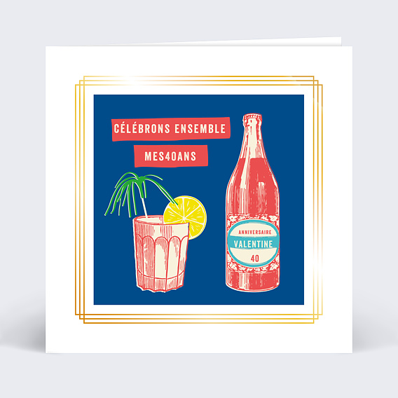 Invitation Anniversaire Adulte Dorure Drink