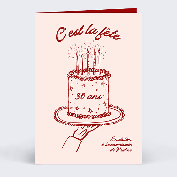Invitation Anniversaire Adulte Gâteau dessiné