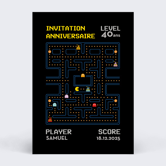 Invitation anniversaire Jeu d'Arcade