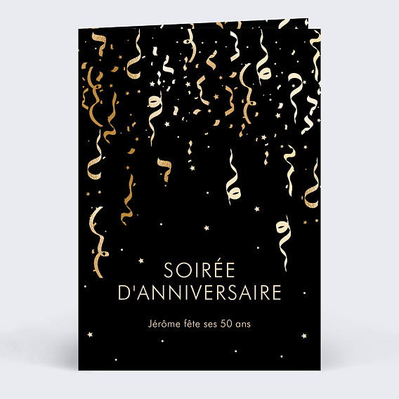 Invitation anniversaire Motif Noir & Ocre