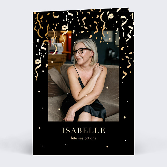 Invitation anniversaire Motif Noir & Or Photo