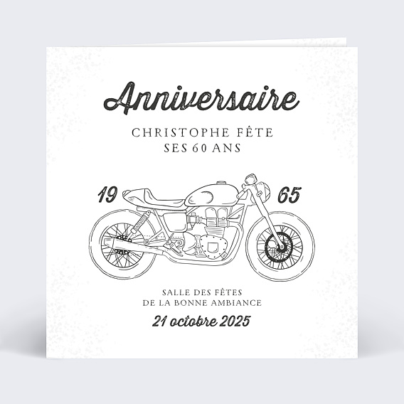 Invitation anniversaire Moto Vintage