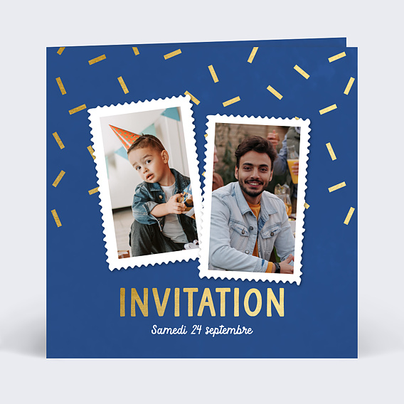 Invitation anniversaire Paillettes Plats