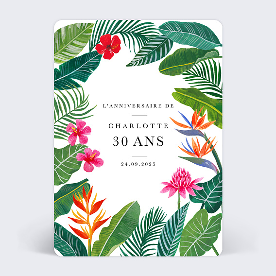 Carton d'invitation pour anniversaire enfant tropical