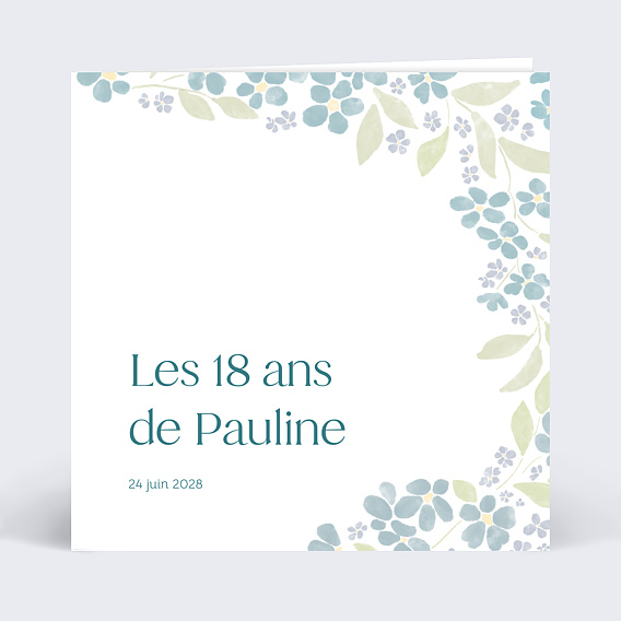Invitation anniversaire Petites fleurs bleues