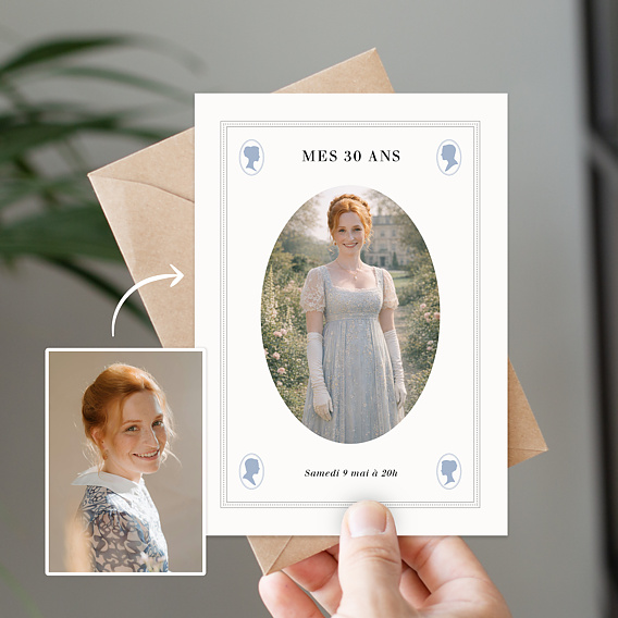 Invitation anniversaire Portrait régence
