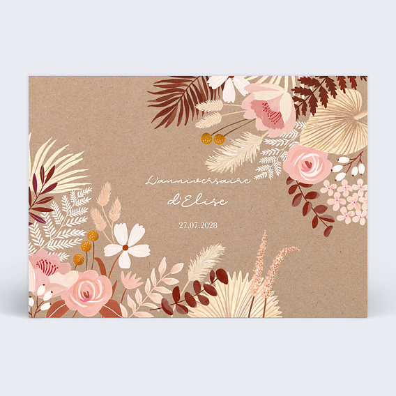 Invitation anniversaire Printemps bohème