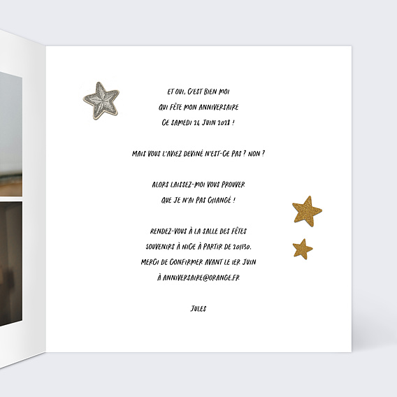 Invitation anniversaire Caméra vintage Intérieur Droit