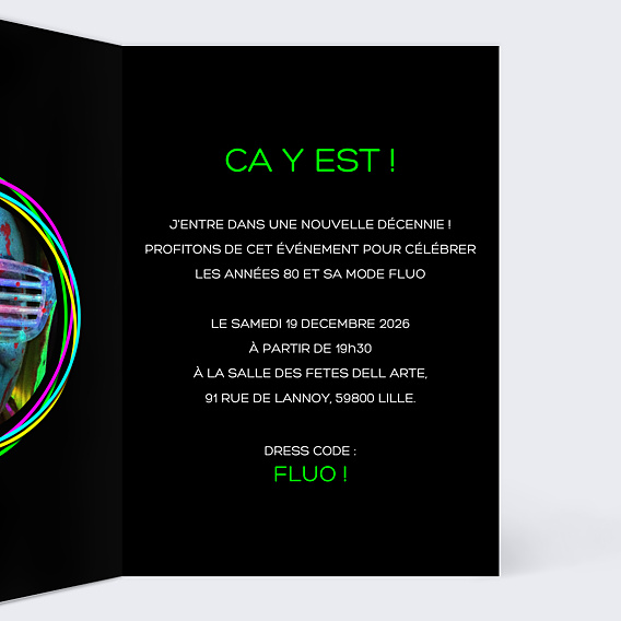 Invitation Anniversaire Adulte Fluo