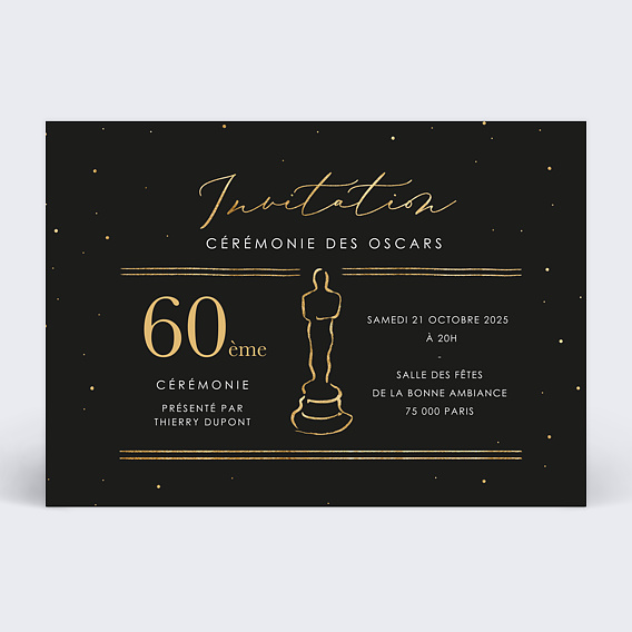 Invitation anniversaire Cérémonie des Oscars