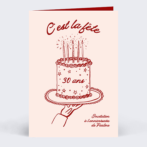 Invitation Anniversaire Adulte Gâteau dessiné