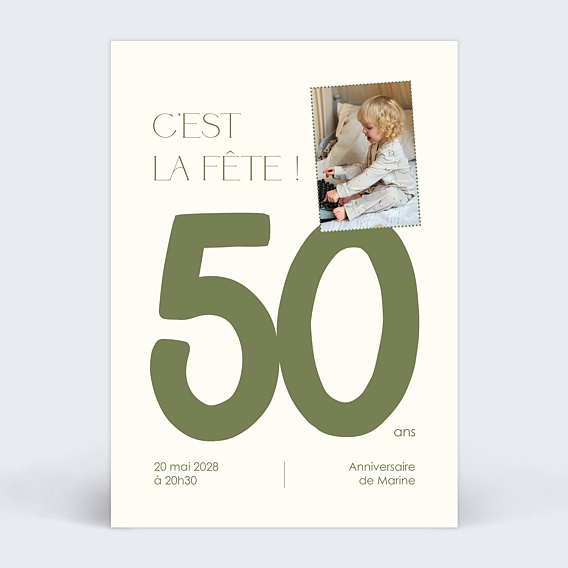 Invitation anniversaire Grands chiffres petite photo