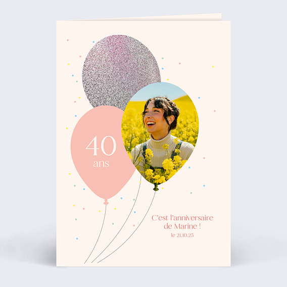 Invitation anniversaire Ballon Glitter