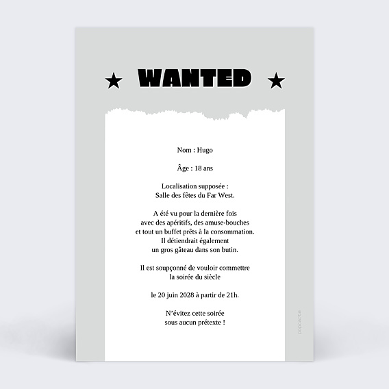 Invitation Anniversaire Adulte Mugshot