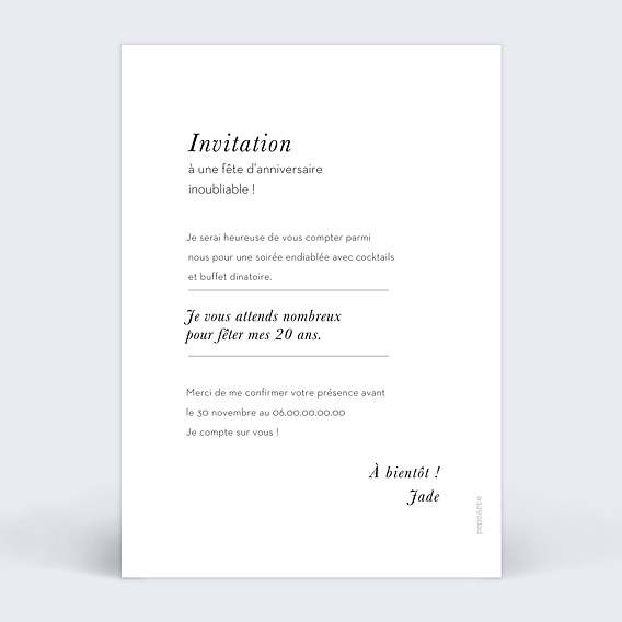 Invitation anniversaire Édito Verso